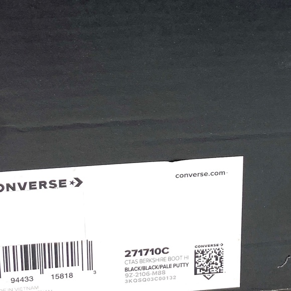 Converse Ctas Berkshire Boot High Top Black Junior Women's Leather Size 271710C - Picture 7 of 8